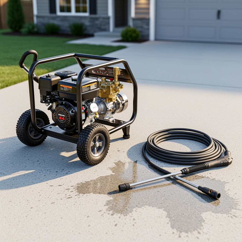 Pressure washer equipment ready for use