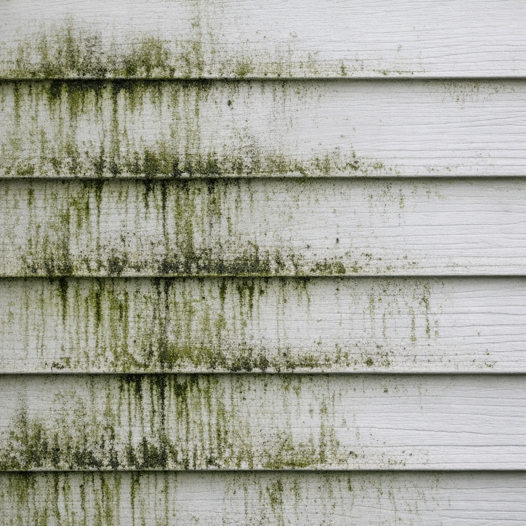 Mold and algae staining on house siding